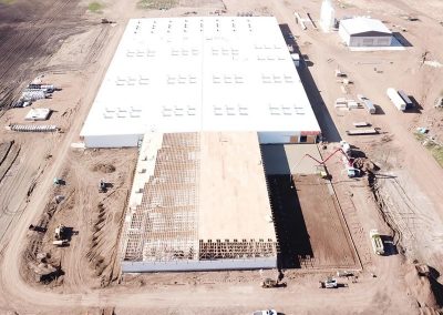 large livestock barn nearing completion